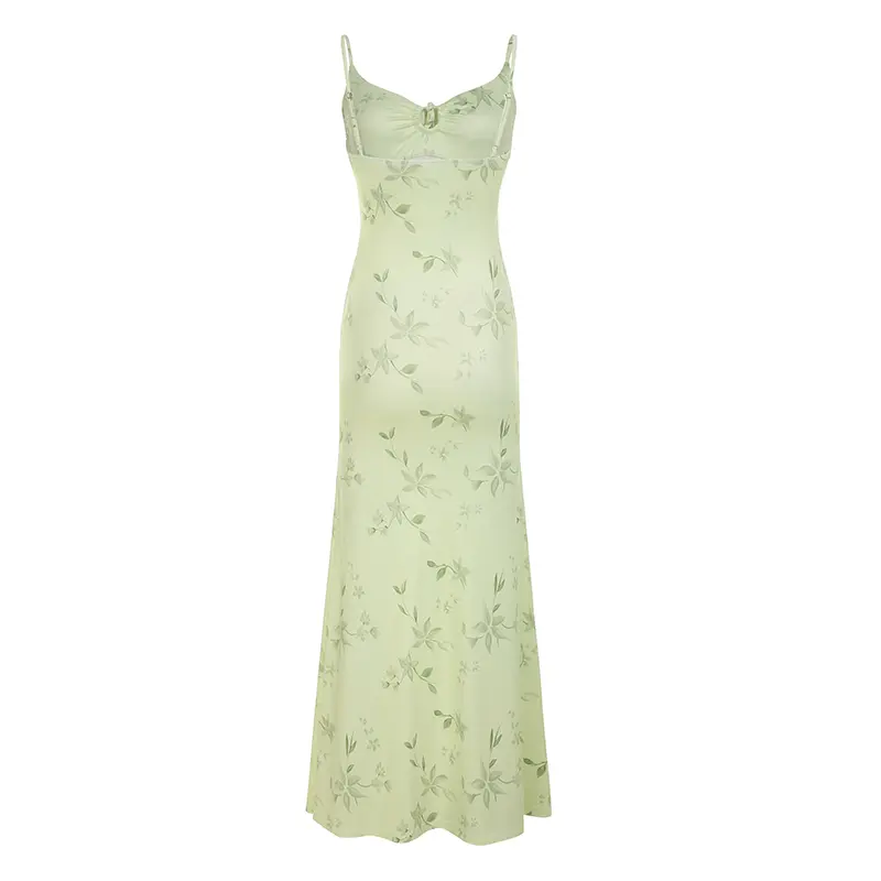Women's Floral Print Cami Dress Boho Sleeveless Spaghetti Strap Long Dresses for Beach Holiday Vacation Ladies Summer Outfits