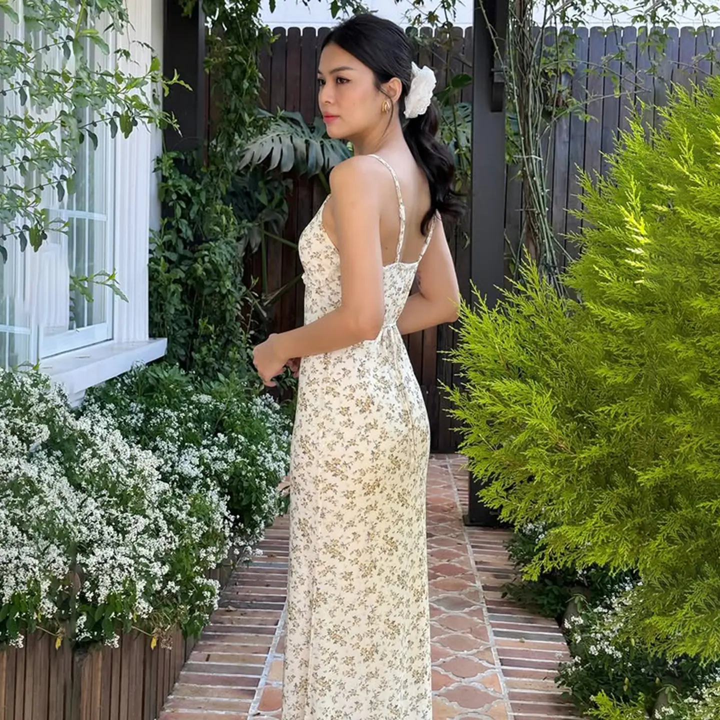 Rockmore Women's Floral Print Cami Dress Holiday Sleeveless Spaghetti Strap Long Dresses Beach Vacation Ladies Summer Vestidos
