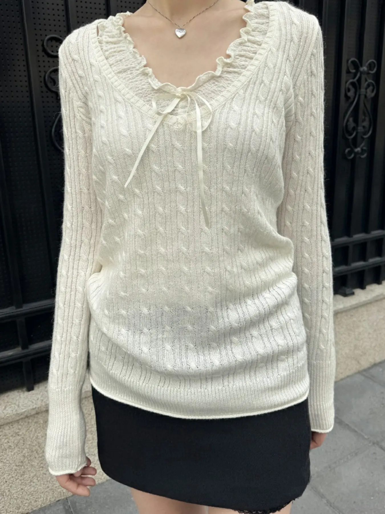 Rockmore Twisted Crew Neck Trim Sweater Women Y2K Korean Basic Jumper Tops Casual Pullovers Autumn Winter Long Sleeve Sweaters