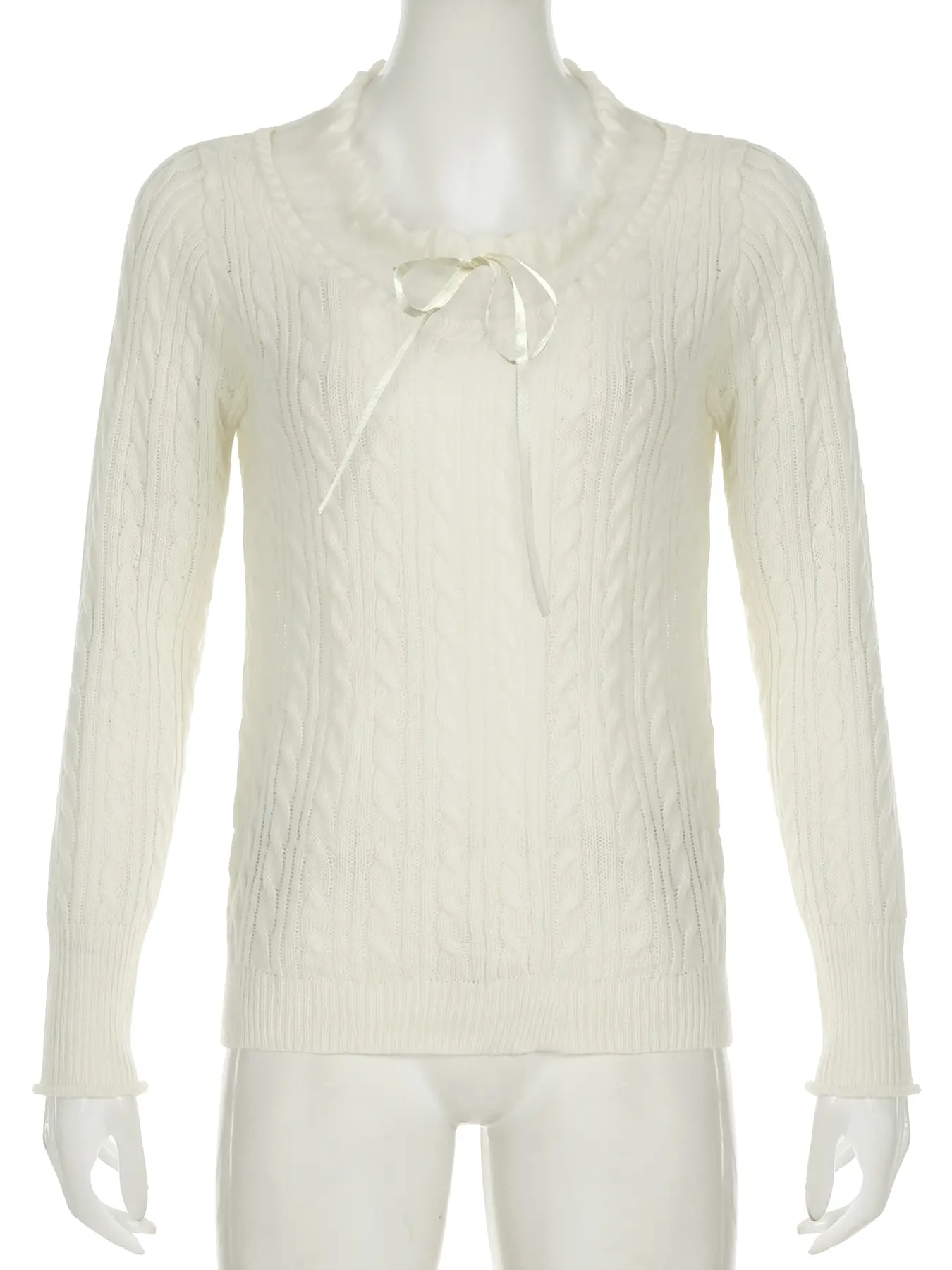 Rockmore Twisted Crew Neck Trim Sweater Women Y2K Korean Basic Jumper Tops Casual Pullovers Autumn Winter Long Sleeve Sweaters