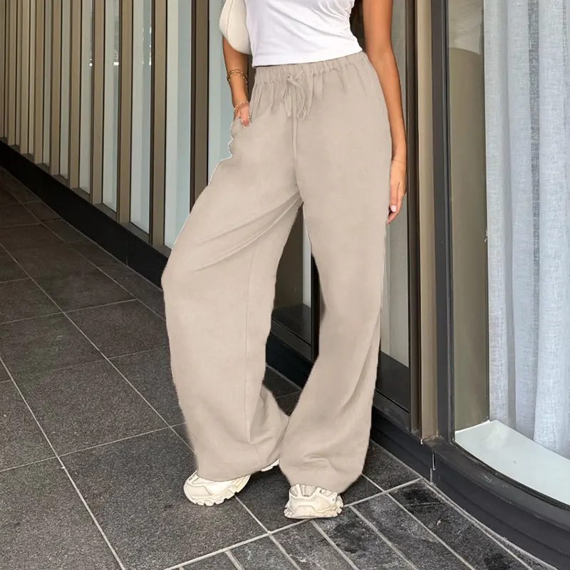 Rockmore Cotton Linen Drawstring Straight-leg Pants Coquette Y2K Aesthetics  Wide Leg Trousers Fashion Solid Harajuku Women