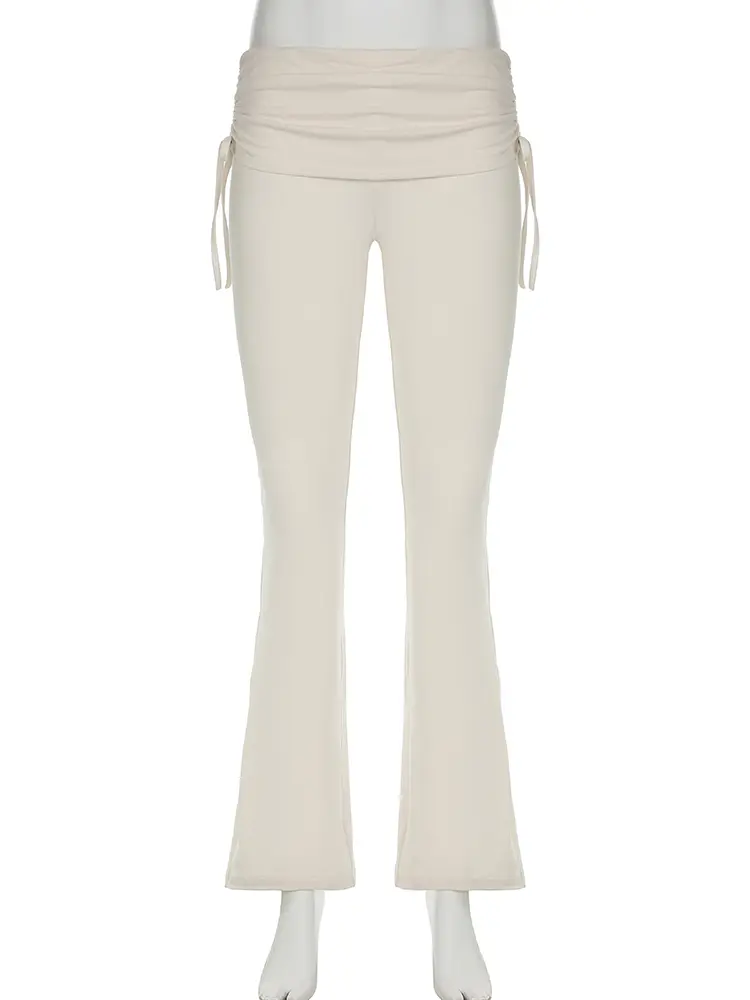 Rockmore Drawstring Pants Low Waist Women Coquette Y2K Aesthetics  Wide Leg Trousers Fashion Solid Skinny Flare Pants Harajuku