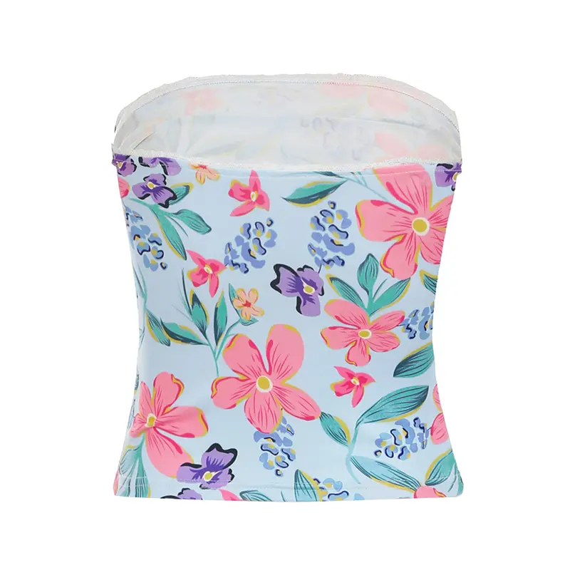 Rockmore Women's Flower Print Tube Top Summer Sleeveless Mini Vest Sexy Slim Crop Top Streetwear Casual Hot Girl Fashion Clothes
