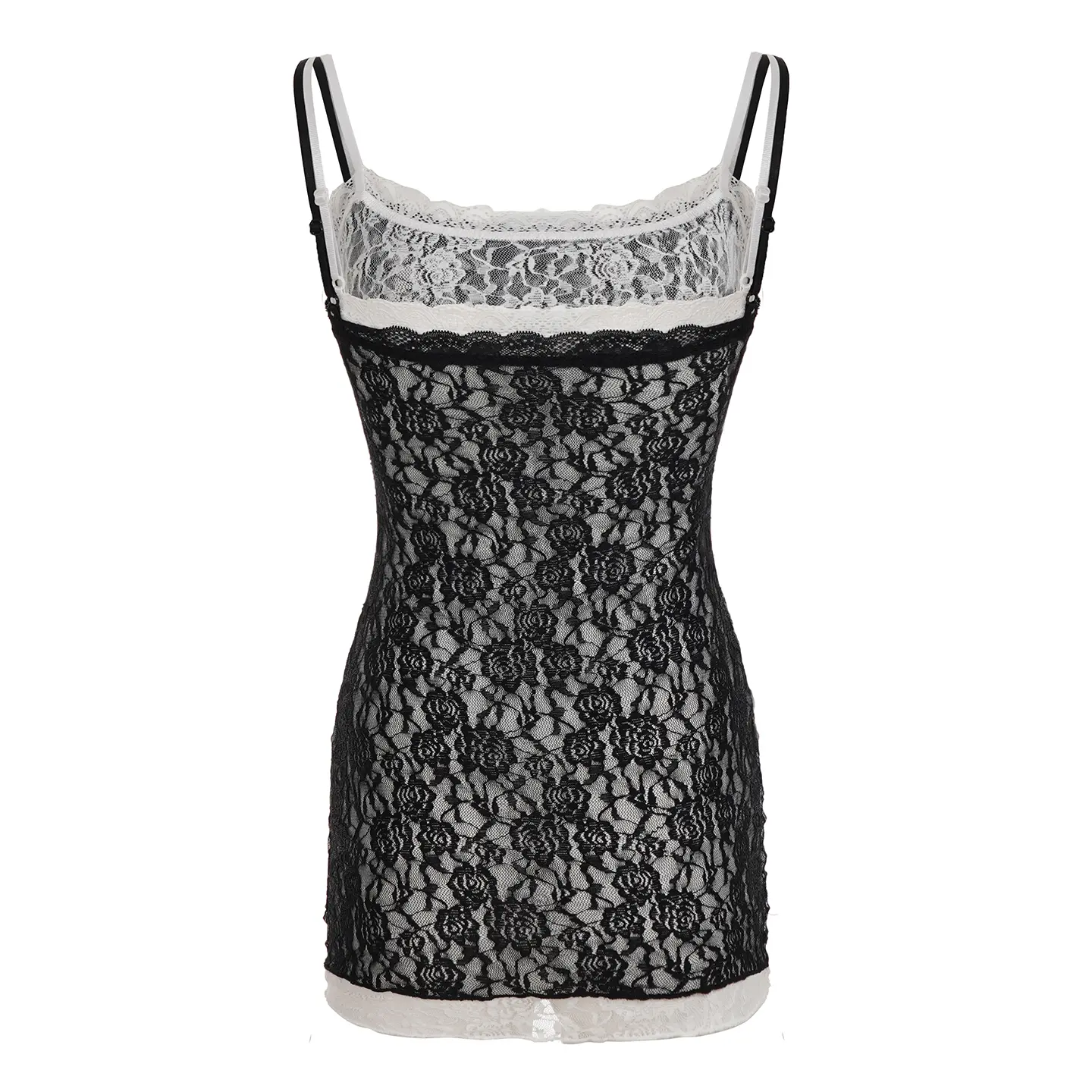 Rockmore Lace Double Layer Patchwork Women's Dresses Sexy Backless Spaghetti Strap Bodycon Dress Summer vestidos para mujer