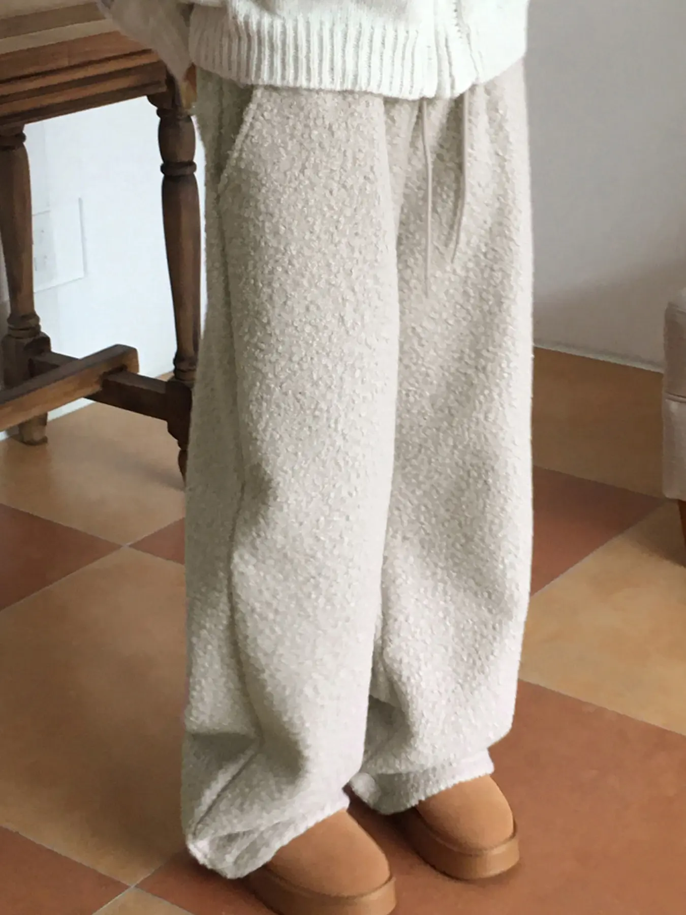 Rockmore Lambswool Warm Women'S Pants Winter Women Baggy High Waist Straight Trousers Femme Casual Solid Sweatpants Korean 2024