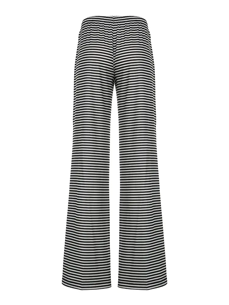 Rockmore Fashion Low Waist Pants Women 2024 Fall Casual Streetwear Y2K Striped Print Wide Leg Trouser Baggy Female Straight Pant