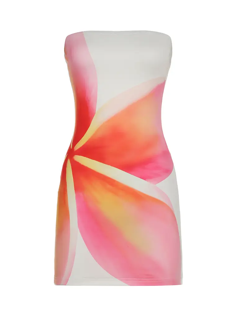 Women Floral Print Strapless Dress Summer Beach Vacation 2025 Women Backless Bodycon Wrap Short Dresses Sexy vestido femininos