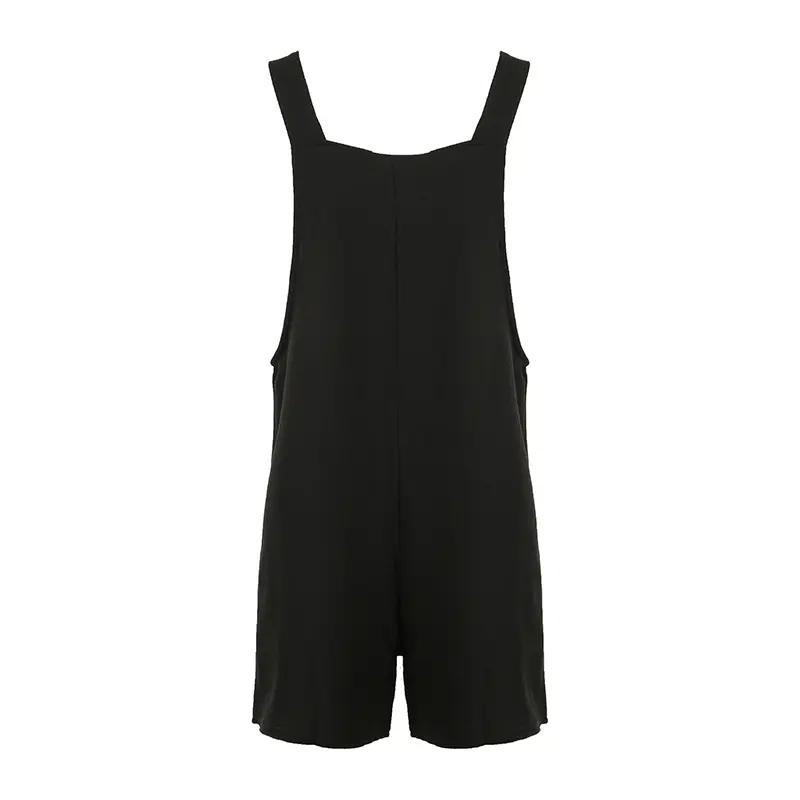Women's Casual Summer Short Rompers Loose Overall Solid Sleeveless Lace up Wide Leg Pant Tie Knot Strap Jumpsuits with Pockets