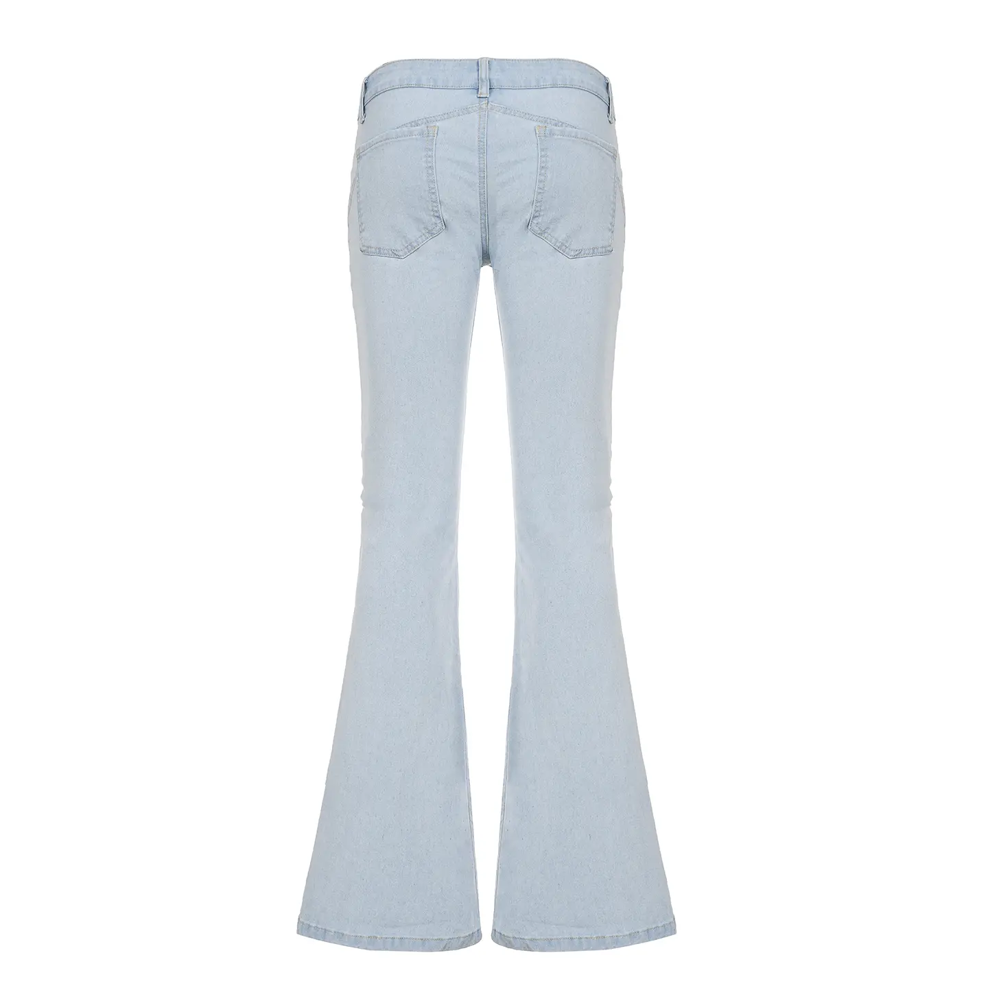 Rockmore High Street Low Rise Flare Jeans for Woman Y2K Aesthetic Basic Skinny Jean Pants Vintage Washed Denim Trousers Korean