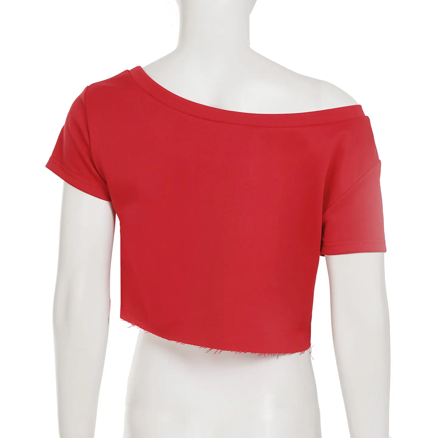 Rockmore Casual Solid Crop Tops Women Asymmetric Slant Collar Short Sleeve T-Shirt Summer Street Fashion Music Festival Outfits