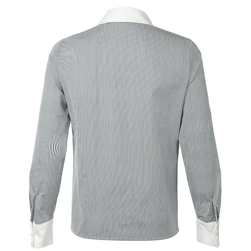Elegant Striped Long Sleeve Women's Shirt Office Lady Casual Turn-Down Collar Buttons Basic Blouse Spring Autumn Versatile