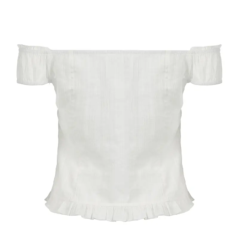 Rockmore Women's Sweet Lace Trim Shirt Y2K Aesthetic off Shoulder Slim-Fit Crop Top Summer Fashion Korean Button-Up Blouse