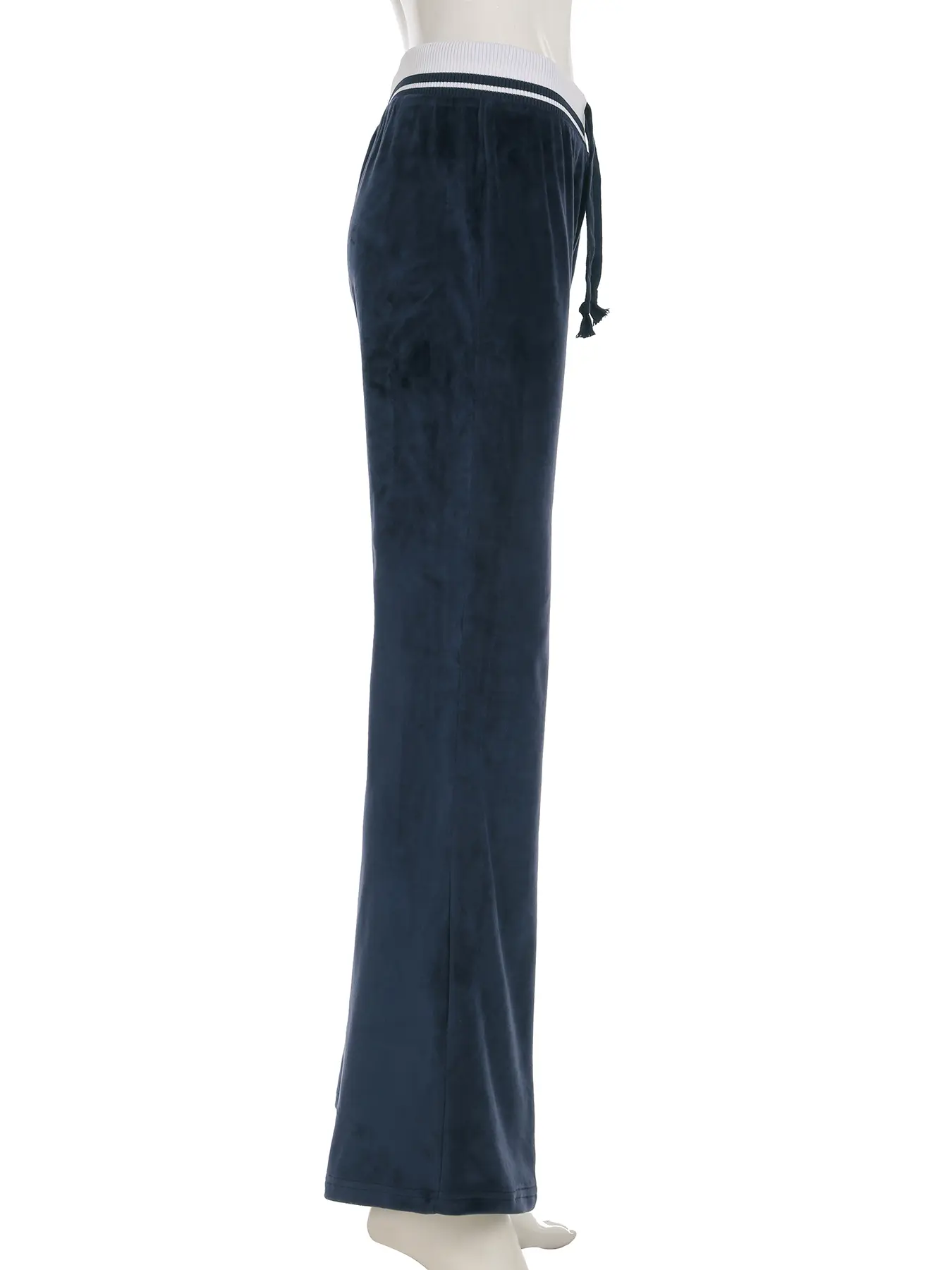 Rockmore Elegant Solid Gold Velvet Low Waist Pants Women Korean Harajuku Drawstring Casual Full Length Trousers Y2k 90s Clothes