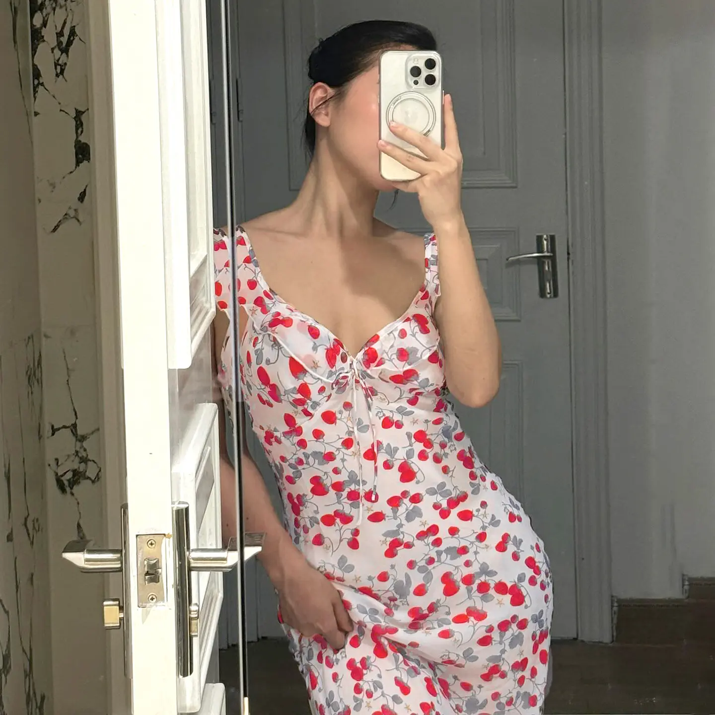 Rockmore Women's Floral Print Cami Maxi Dress Boho Romantic Ruffle V Neck Long Dresses for Beach Holiday Ladies Summer Vestidos
