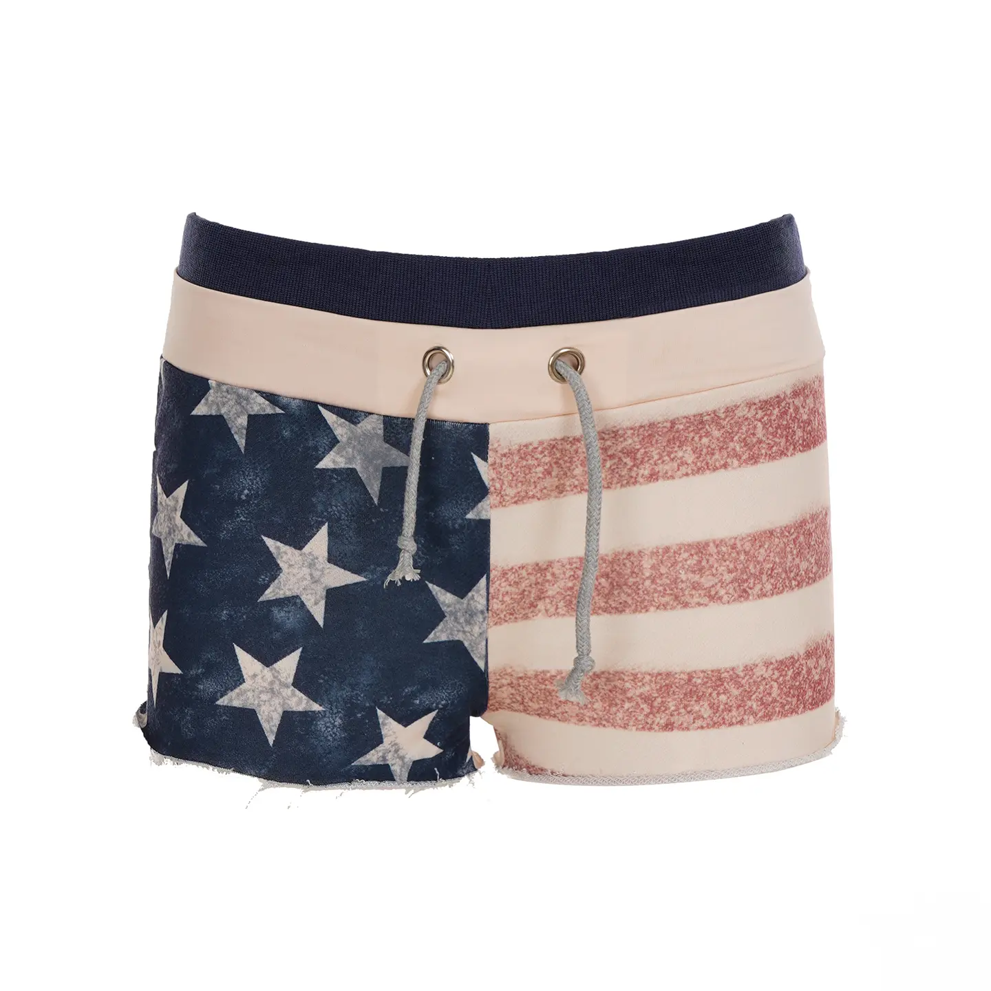 Rockmore American Print Mini Shorts for Women Summer Fashion Streetwear Low Rise Color Block Drawstring Ultra Short Pants Y2K