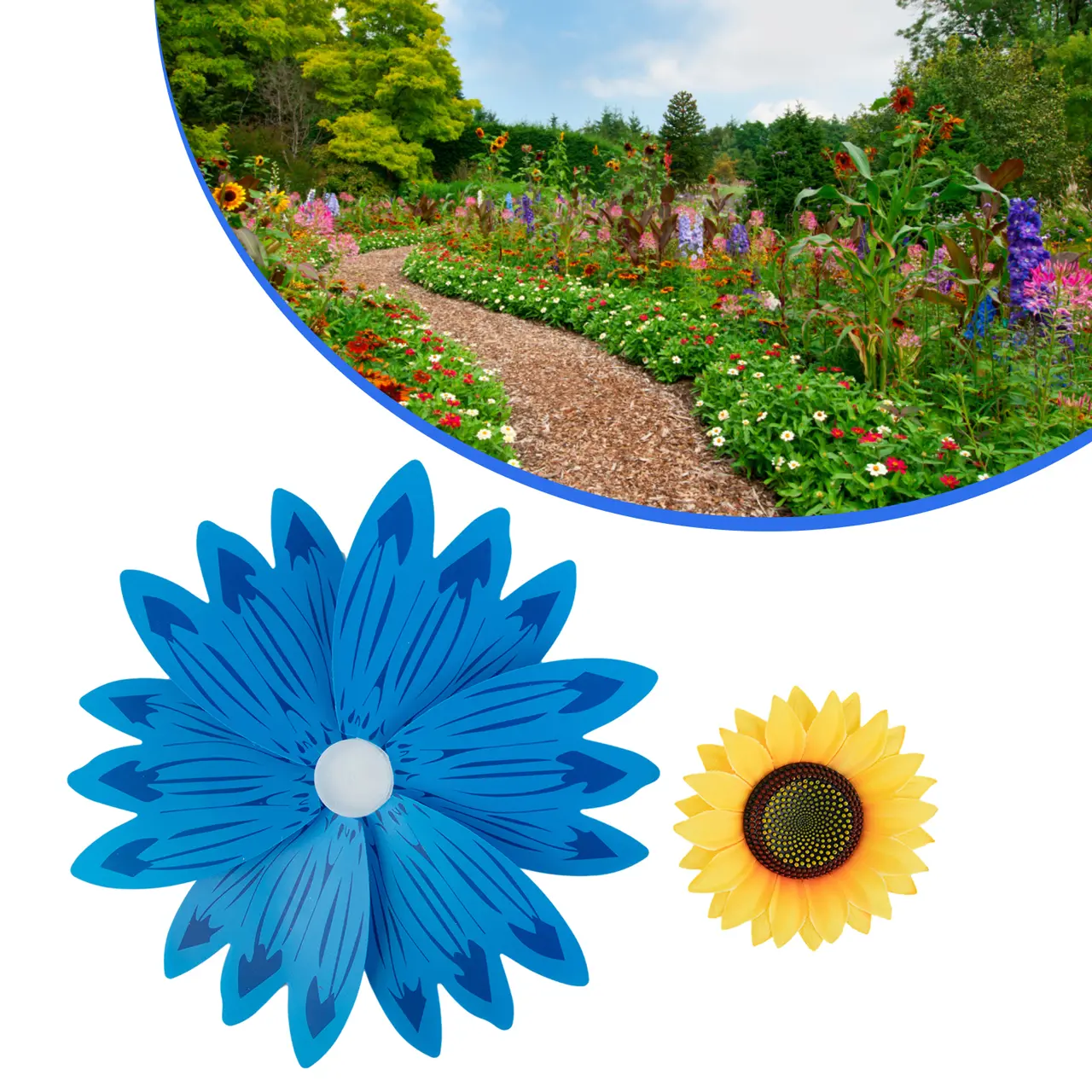 Fun Interest Pinwheel Windmill 36 * 72cm Colorful Double Flower Outdoor PVC Sunflower Wind Turbine 1pc Multiple Petals