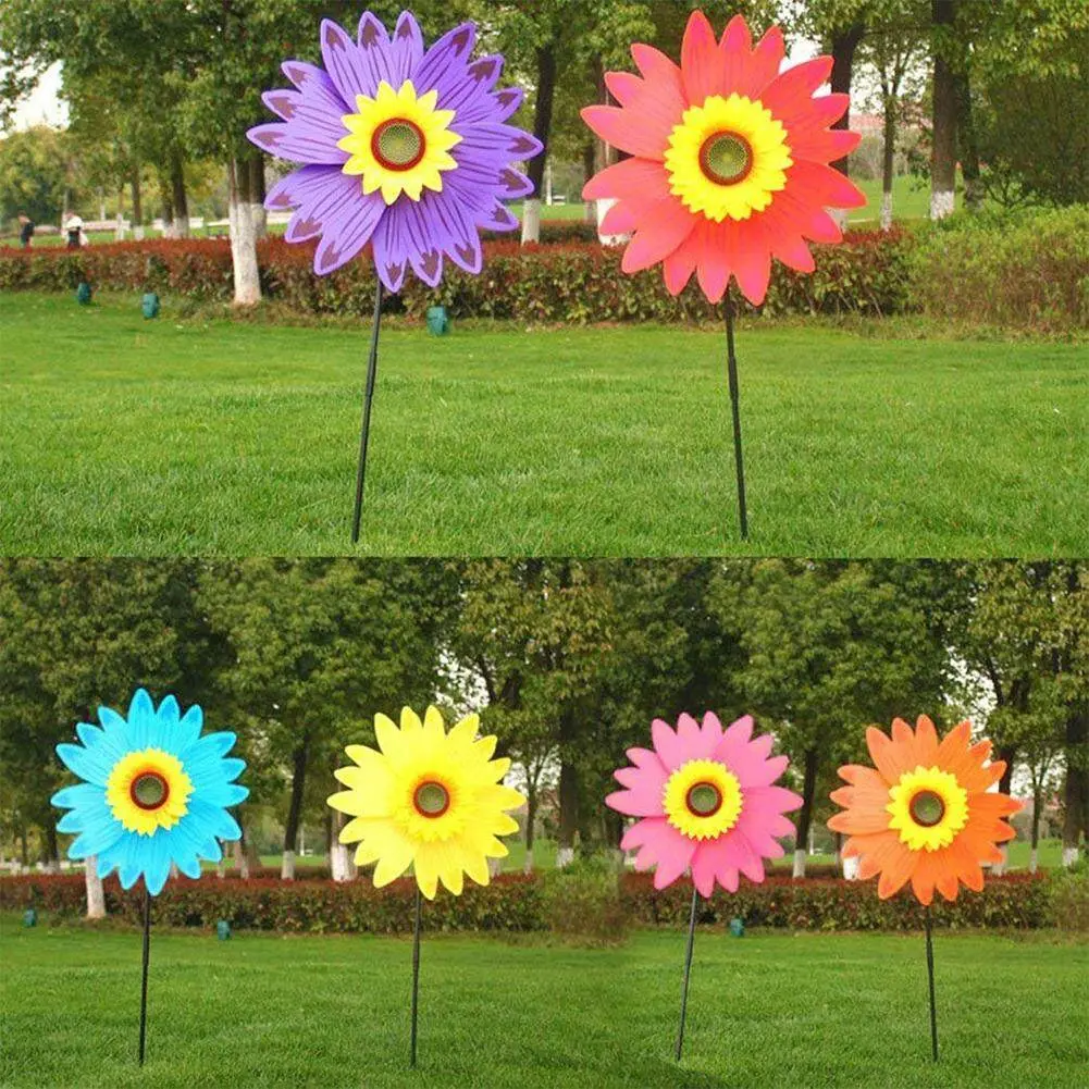 Fun Interest Pinwheel Windmill 36 * 72cm Colorful Double Flower Outdoor PVC Sunflower Wind Turbine 1pc Multiple Petals