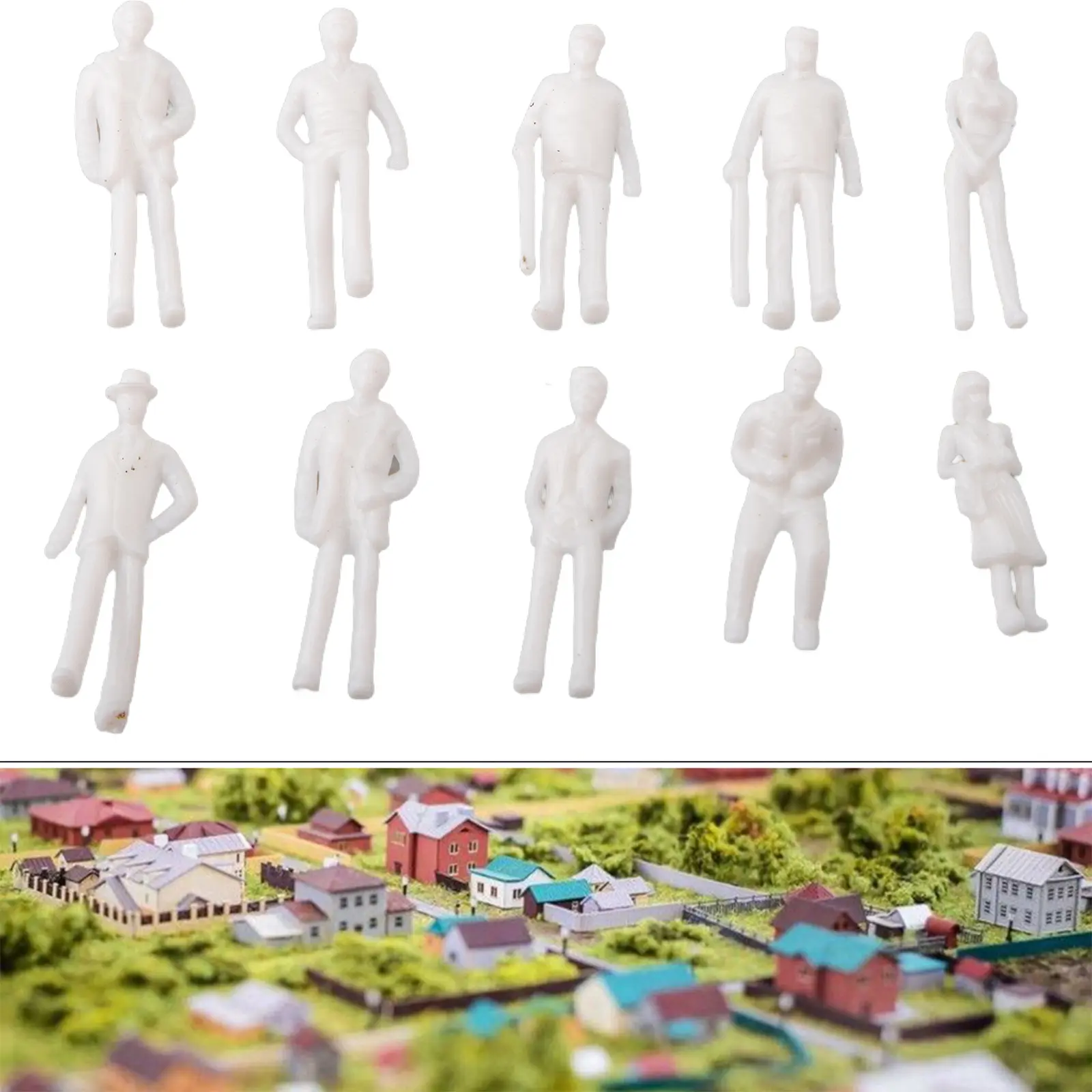 100Pcs Scale Model Miniature White Figures 1:75 Scale Gauge 00 Model Small-scale Railway Unpainted Figures People