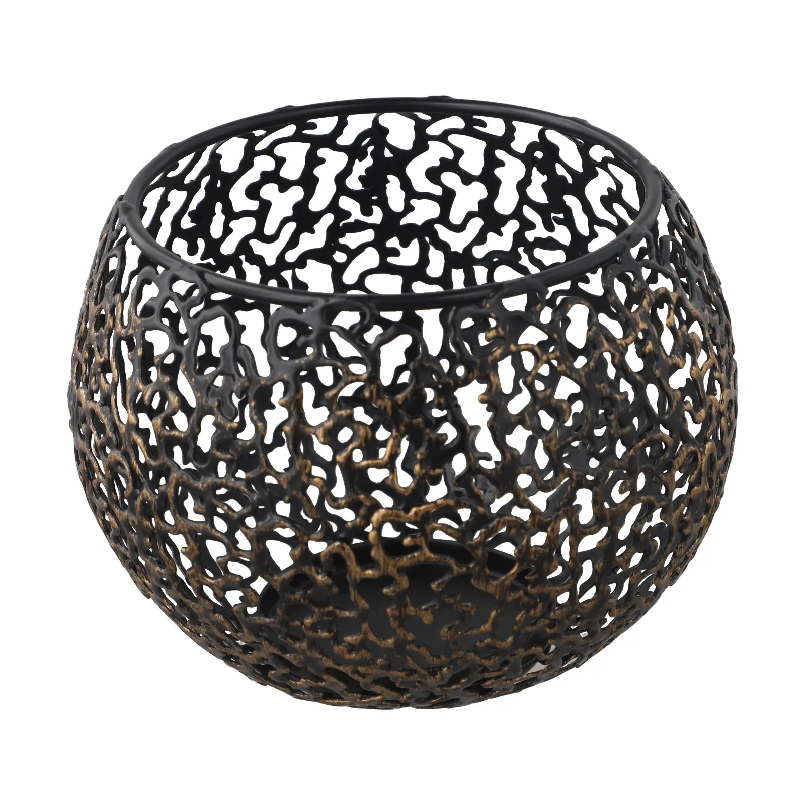 For Dining Table Black And Gold Hollow-Out Candle Holders Vintage Candle Holders Easy To Clean Metal Construction