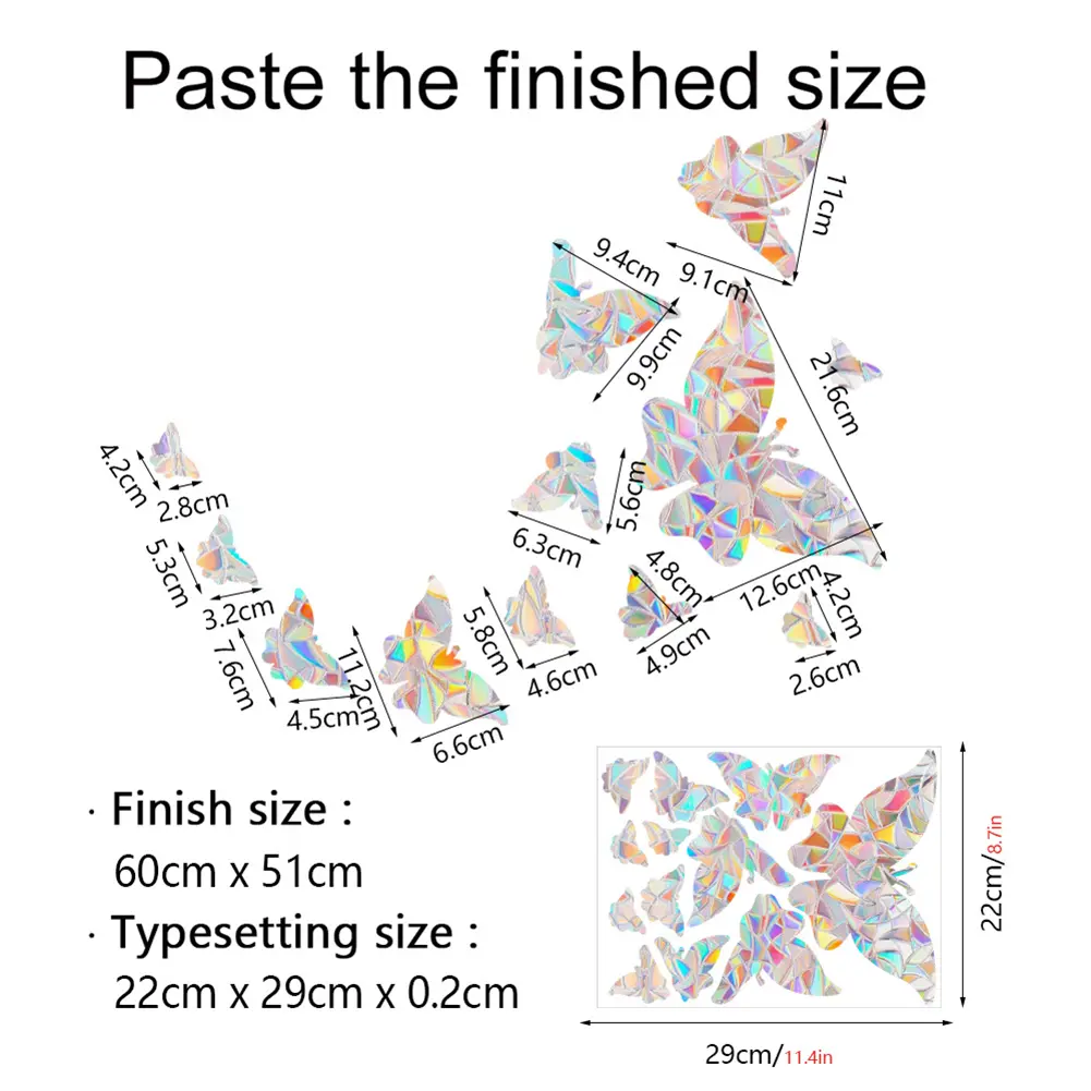 3D Butterfly Glass Stickers for Home Decor Exquisite Wall Stickers for Windows and Mirrors Vivid Sun Catcher Design