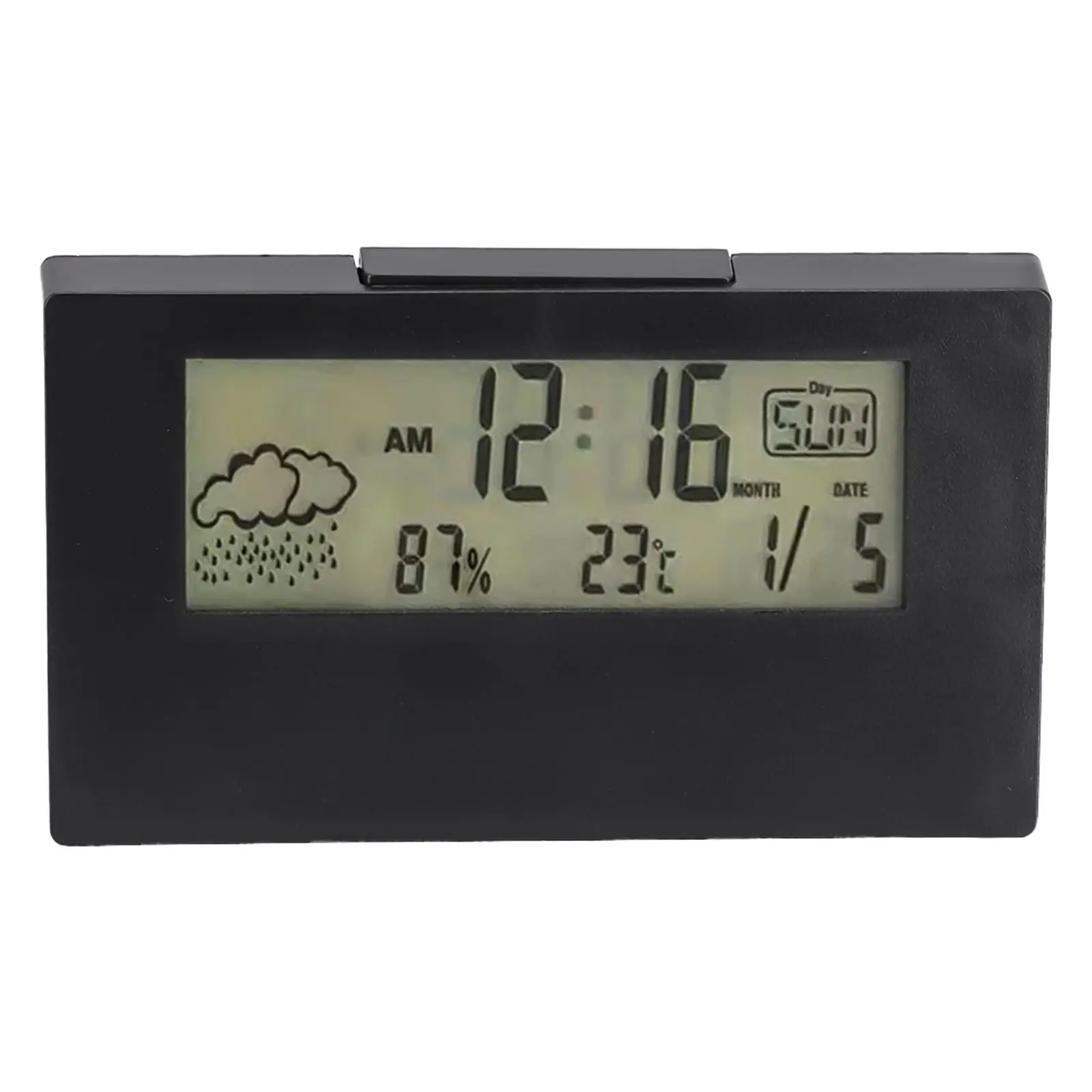 Black With Night Light Thermohygrometer Clock Humidity Accuracy - 5 Humidity Sensor Night Light Mode School Use