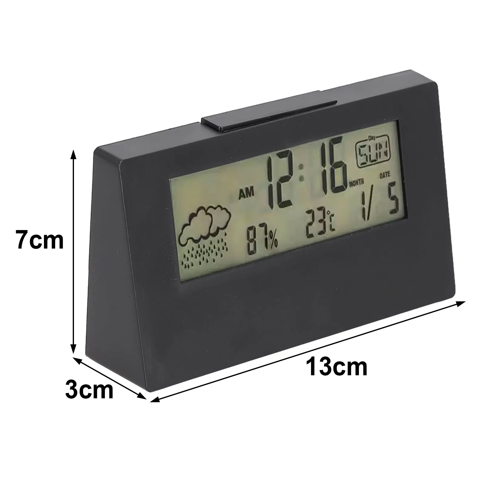Black With Night Light Thermohygrometer Clock Humidity Accuracy - 5 Humidity Sensor Night Light Mode School Use