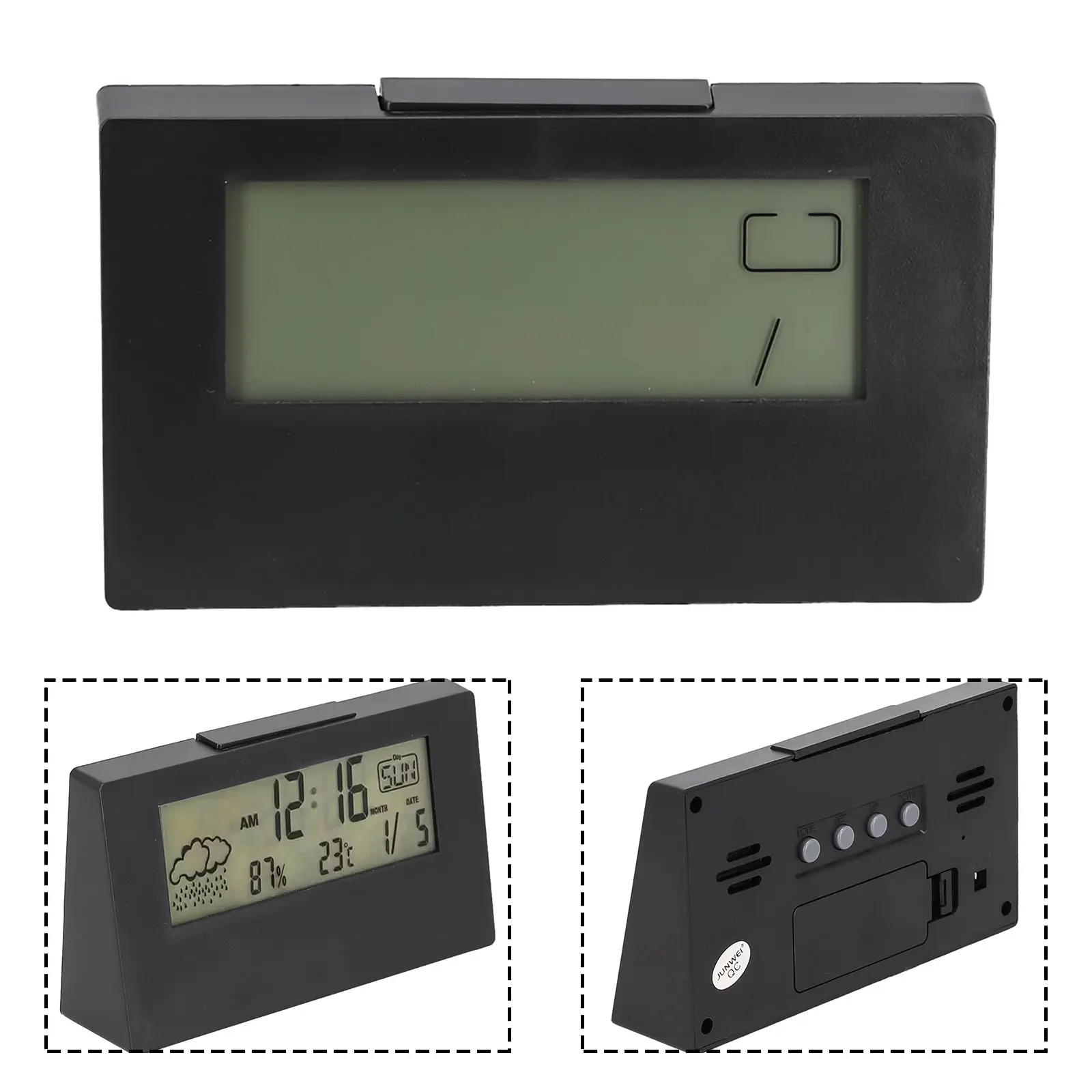 Black With Night Light Thermohygrometer Clock Humidity Accuracy - 5 Humidity Sensor Night Light Mode School Use