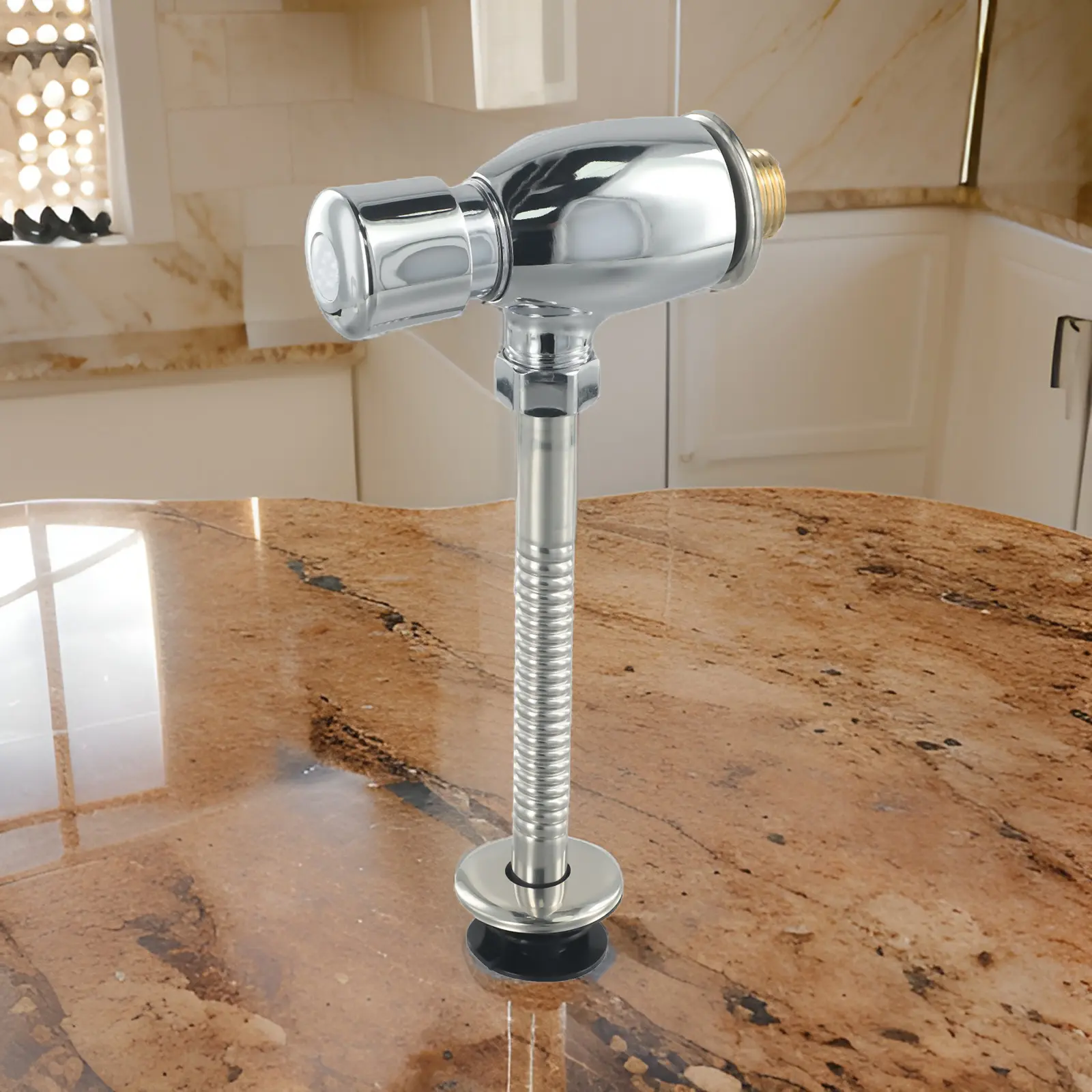 For Public Toilets Urinal Flush Valve Bathrooms Sturdy Attachments Automatic Shutoff Button Type Hand Press Hardness