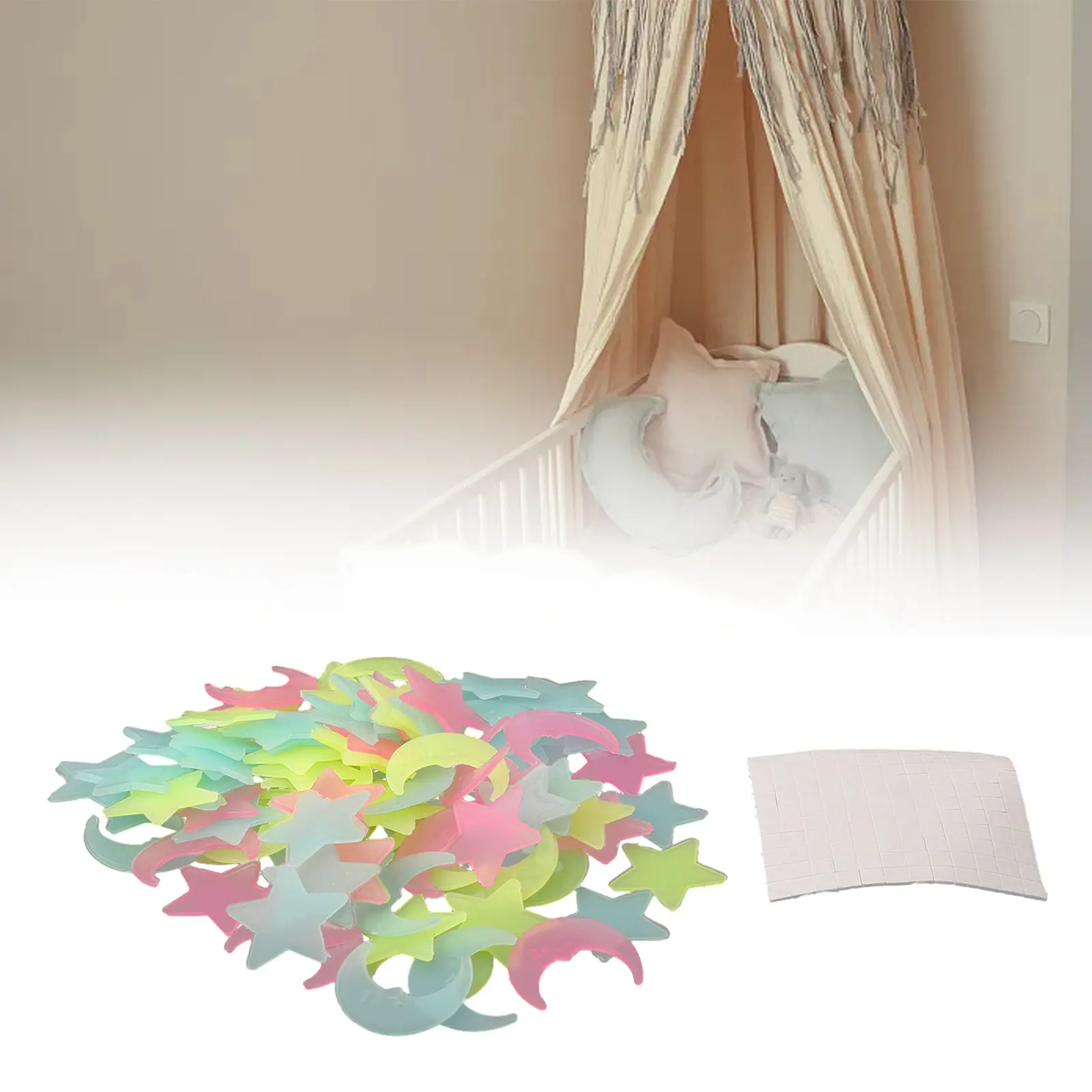 100PC Stickers Fun 100PCS Glow In The Dark 100Pcs 100Pcs Pack Living Luminous Moon Fluorescent Moons 100pcs Night