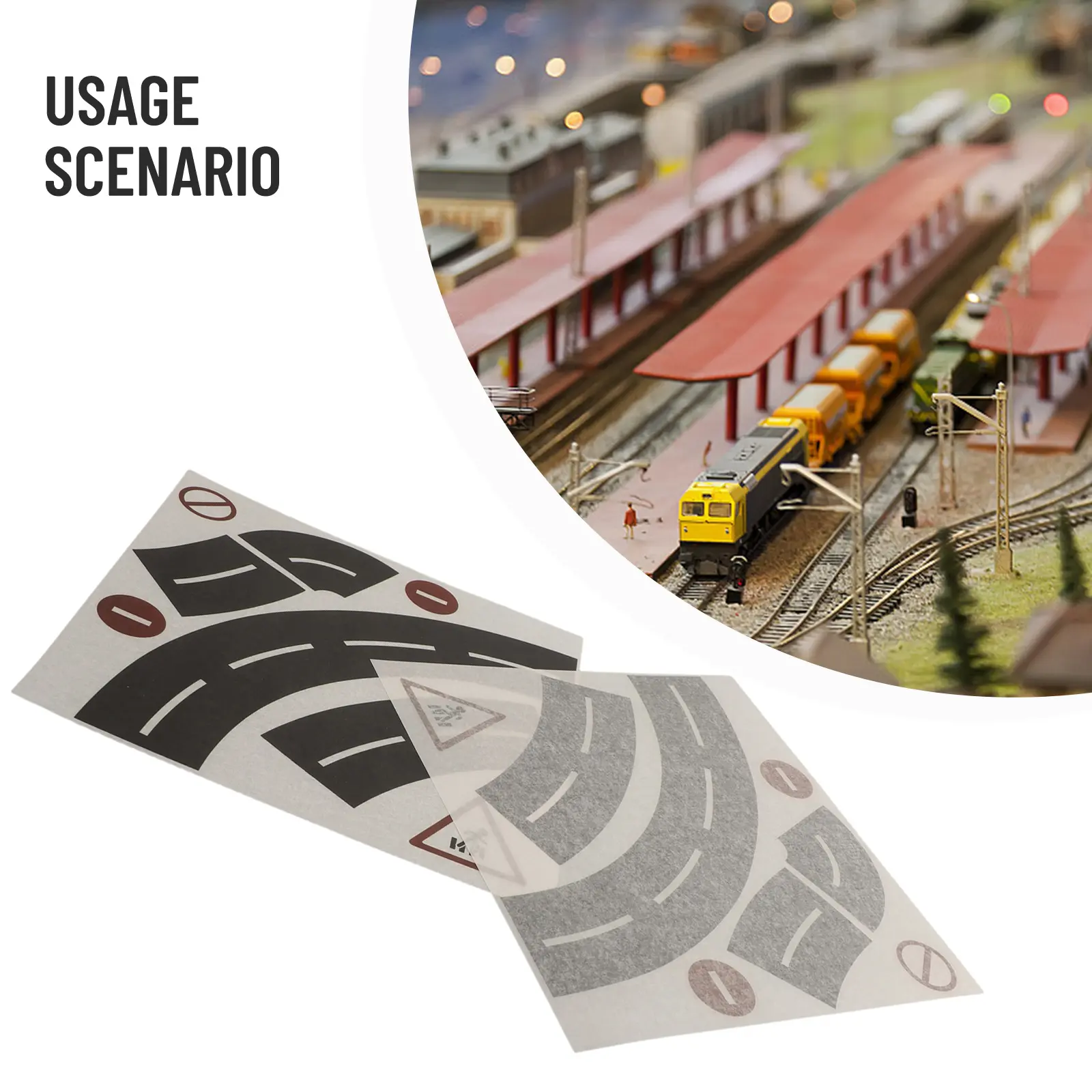 Toy Track Sticker New Paper Removable Road Sticker Design for Kids Car Toy Track Scene (Railway Corners Road Motoway Patterns)