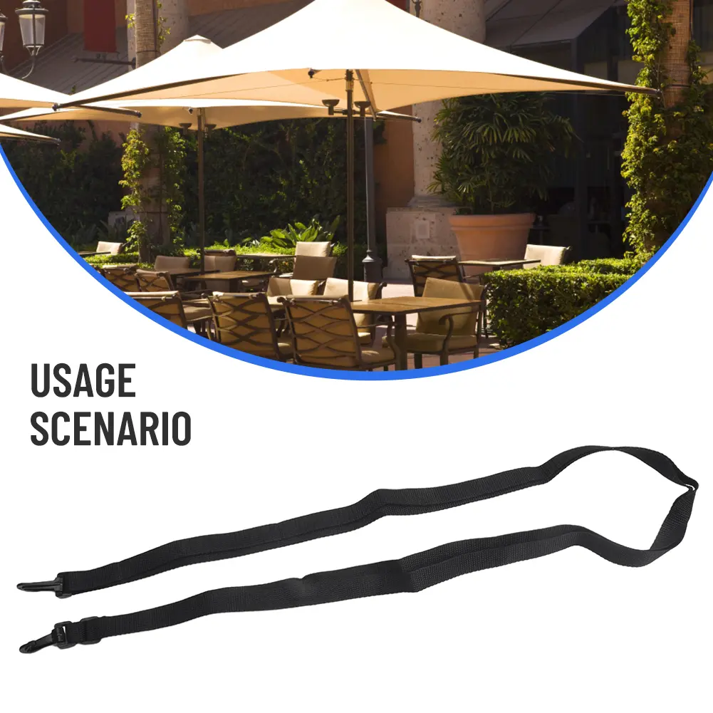 Flexible Wind Protection Solution for Cantilever Parasols, Adjustable Fixing Strap, Quick and Easy Installation Black