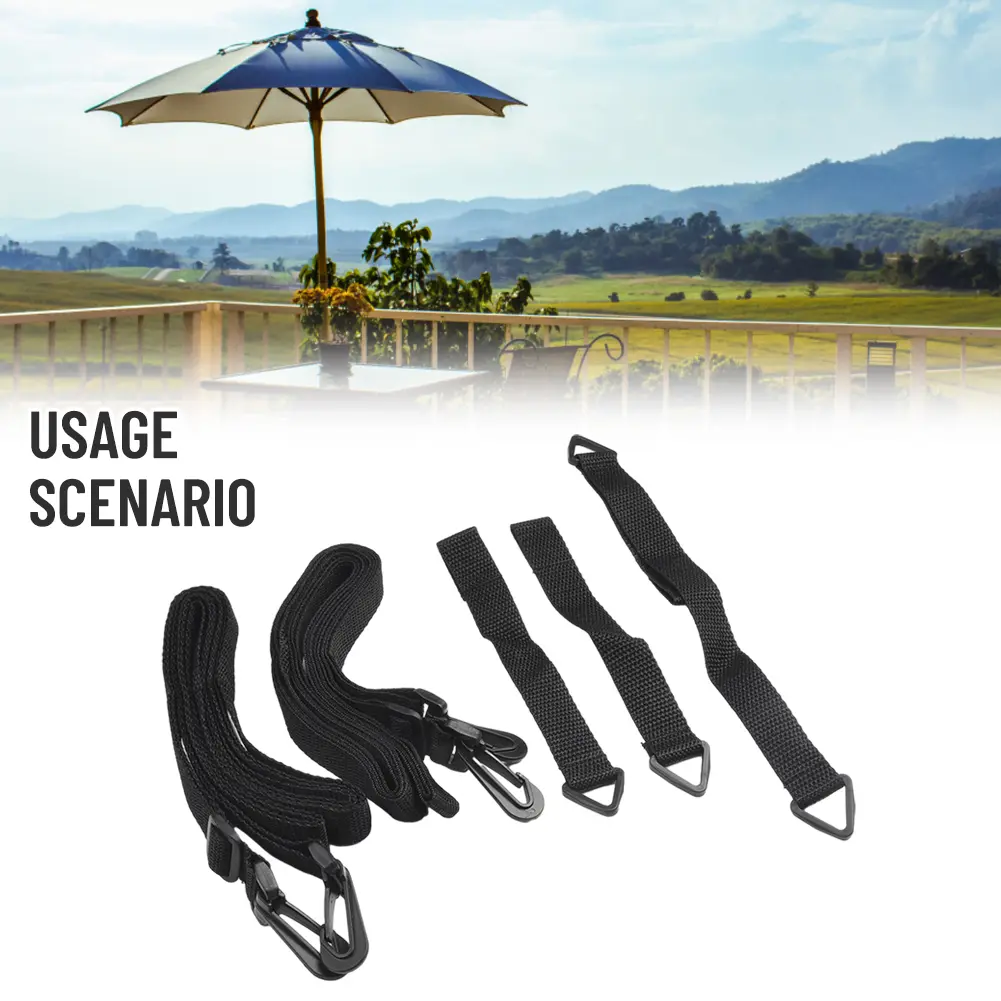 Flexible Wind Protection Solution for Cantilever Parasols, Adjustable Fixing Strap, Quick and Easy Installation Black