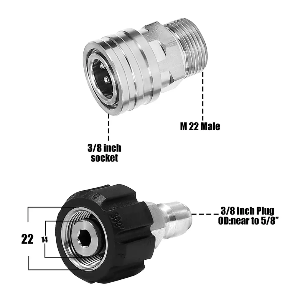 Stainless Steel M22-14 Adapter Kit: Quick Connect For Pressure Washers Home Gardening Hot Selling Products