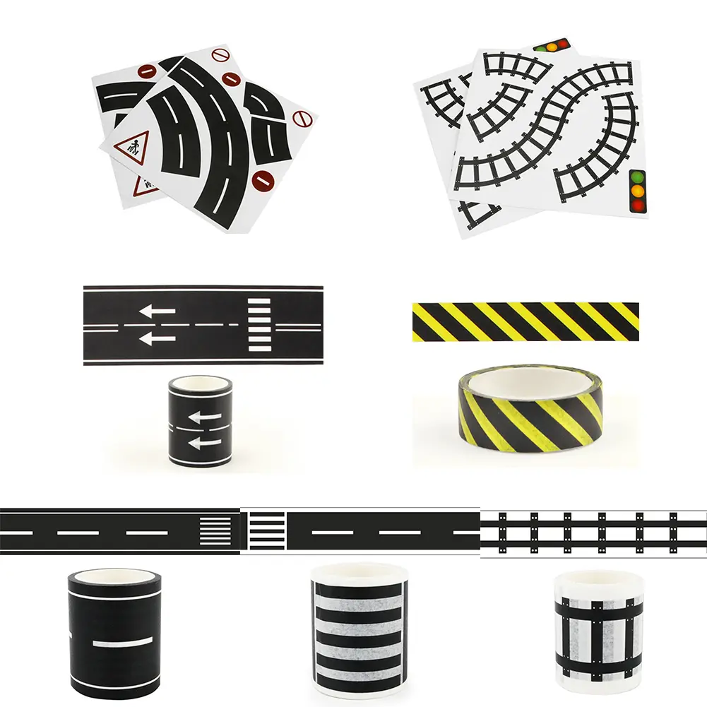 Duct Tape Toy Track Sticker Parking Scene Pattern Railway Removable Roll Car Road Set 18-25g 5cm Bend Brand New