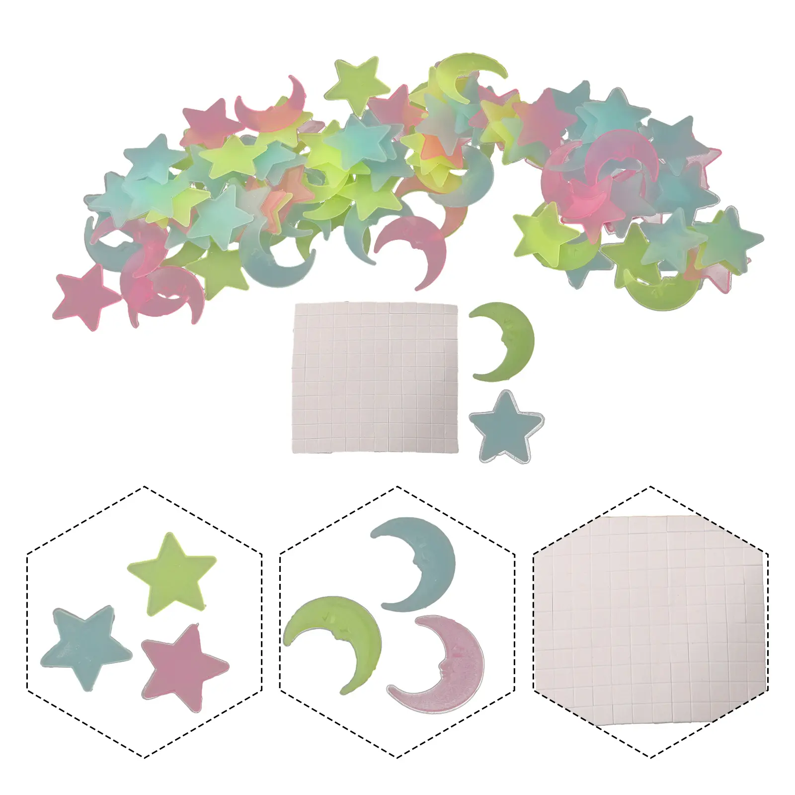 100PC Stickers 100PCS Glow In The Dark 100Pcs Kids 100Pcs Pack Living Luminous Moon 100XPCS Fluorescent Moons 100pcs Night