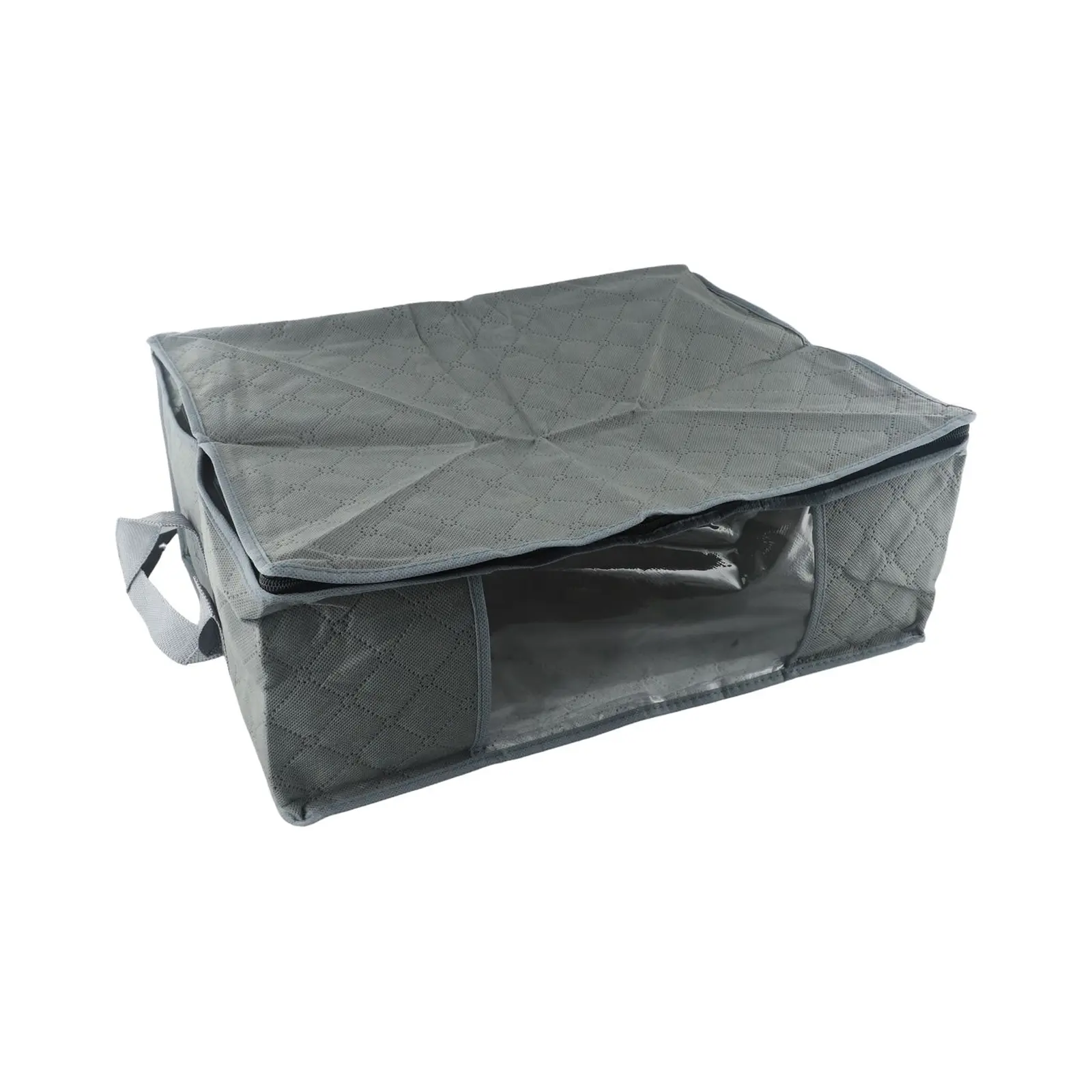 Breathable Foldable Storage Bag for Under Bed Charcoal Organizer for Clothes and Linens with Strong Side Handles