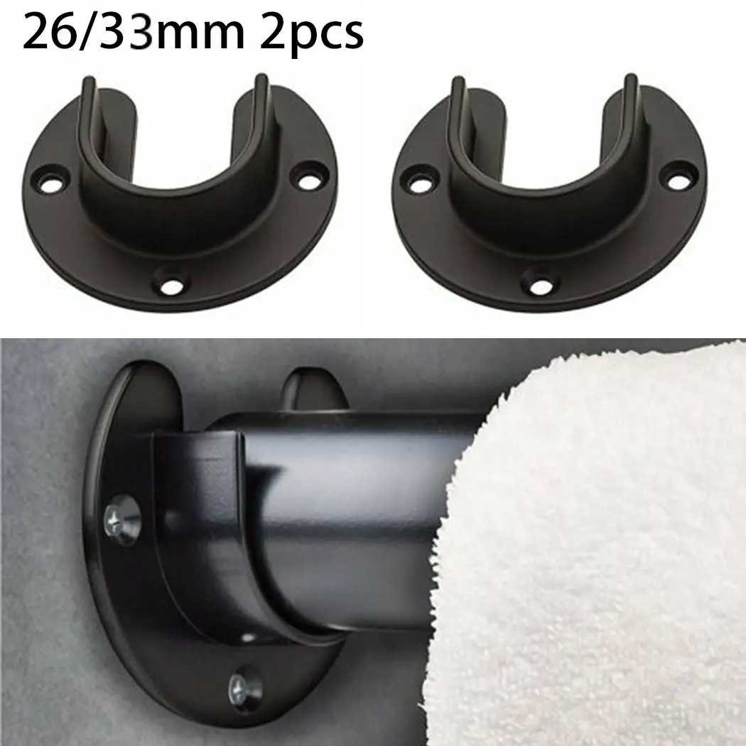 Holder Closet Bracket Sockets Stainless Steel Support End Flange Hanger Heavy Duty Lever U Shaped 2Pack Clothes