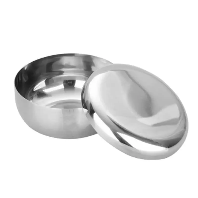 Stainless Steel Bowl Korean Big Cooked Rice Bowl With Cover Single Layer Steamed Rice Bowl Child Anti-Scalding/fall Tableware