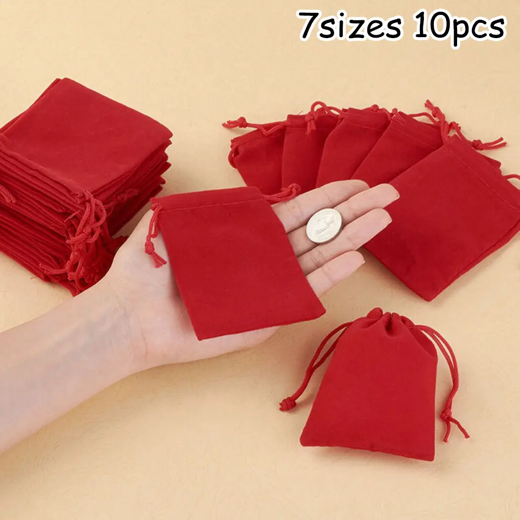 Red Velvet bag Pouch Set Candy Decoration Jewelry Wedding Drawstring Favor Holiday And New Parts Supply Useful