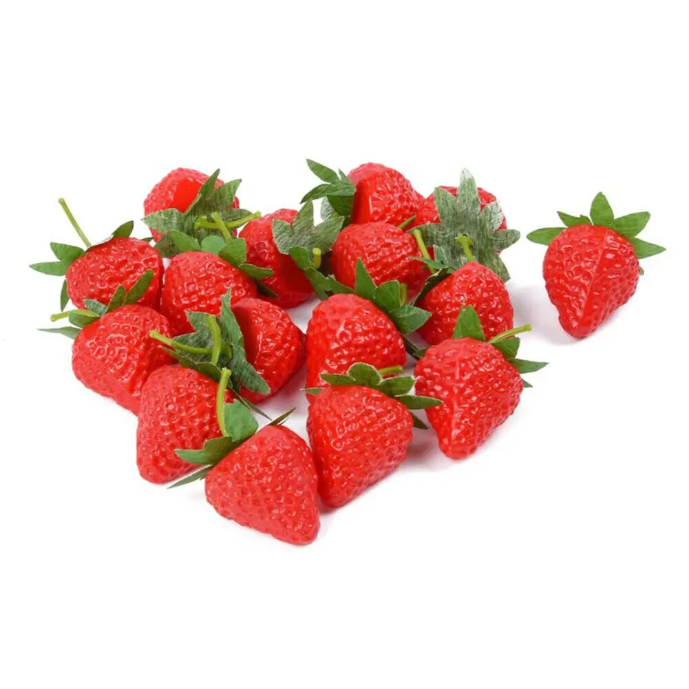 Artificial Strawberry Children\'s Simulated Simulated Fruit Model Ornament Plastic Play Toys Prop 20pcs Red Set