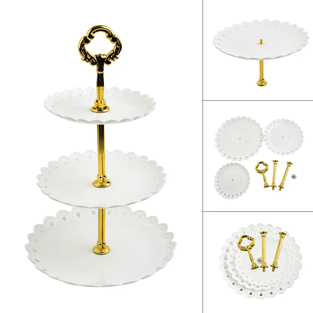 Three-layer Cake Stand Fruit Plate Baking Utensils Bread Toast Baking Cake Molds Birthday Party Wedding Dessert Display Stand