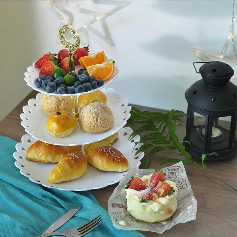 Three-layer Cake Stand Fruit Plate Baking Utensils Bread Toast Baking Cake Molds Birthday Party Wedding Dessert Display Stand
