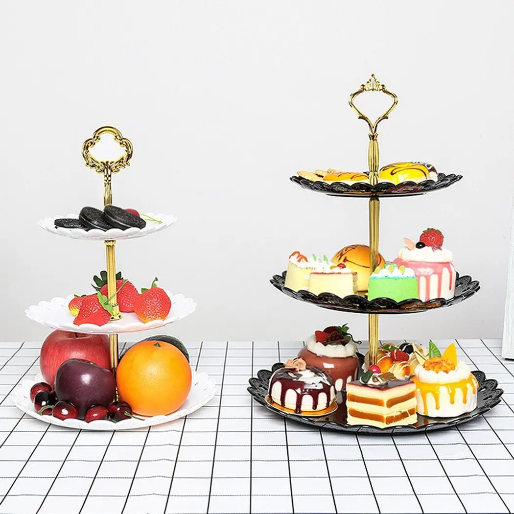 Three-layer Cake Stand Fruit Plate Baking Utensils Bread Toast Baking Cake Molds Birthday Party Wedding Dessert Display Stand