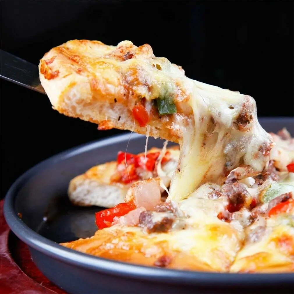 Nonstick Deep Dish Round Pizza Pan Carbon Steel Pie Tray for Oven Use Kitchen Baking Tool 9 12 Inch Size Range