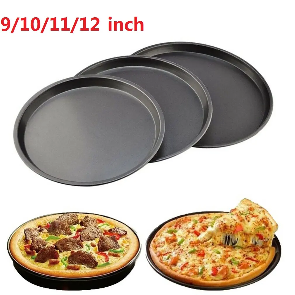 Nonstick Deep Dish Round Pizza Pan Carbon Steel Pie Tray for Oven Use Kitchen Baking Tool 9 12 Inch Size Range
