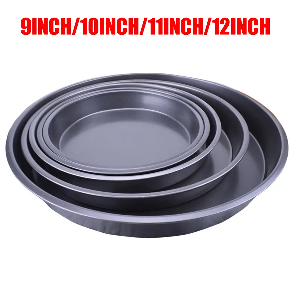 Nonstick Deep Dish Round Pizza Pan Carbon Steel Pie Tray for Oven Use Kitchen Baking Tool 9 12 Inch Size Range