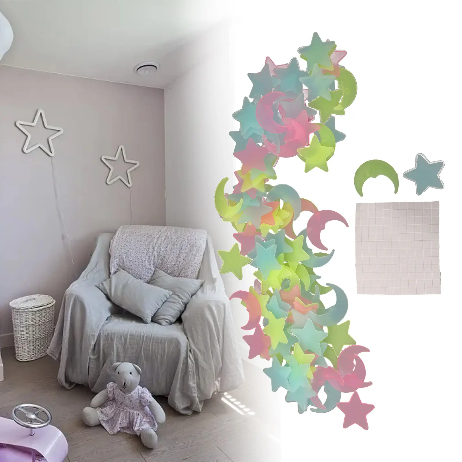 100PC Stickers Fun 100PCS Glow In The Dark 100Pcs Kids 100Pcs Pack Living Moon 100XPCS Wall Moons 100pcs Night
