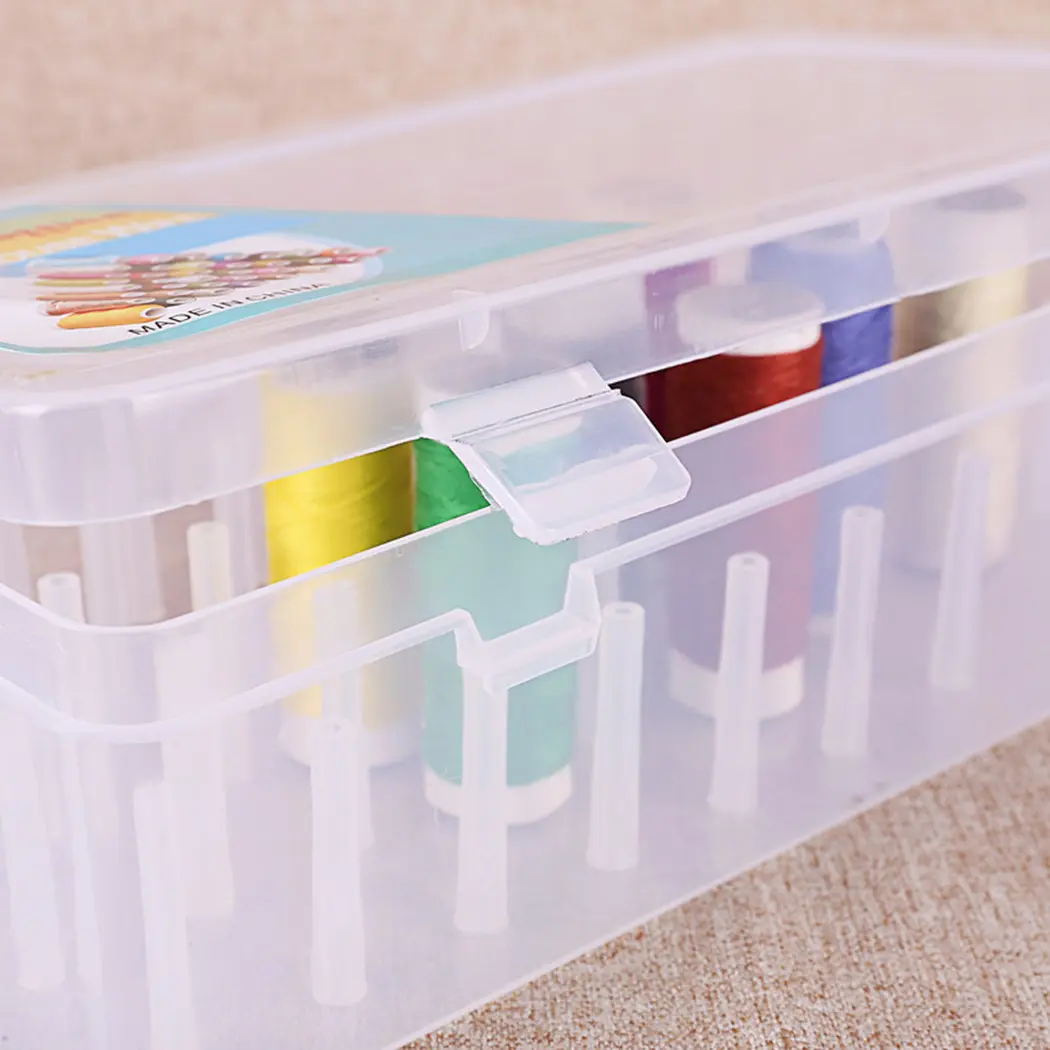 Empty Plastic Sewing Organizer Sorting Case Spool Storage Threads Transparent Bobbin Bobbins Box Clear Convenient