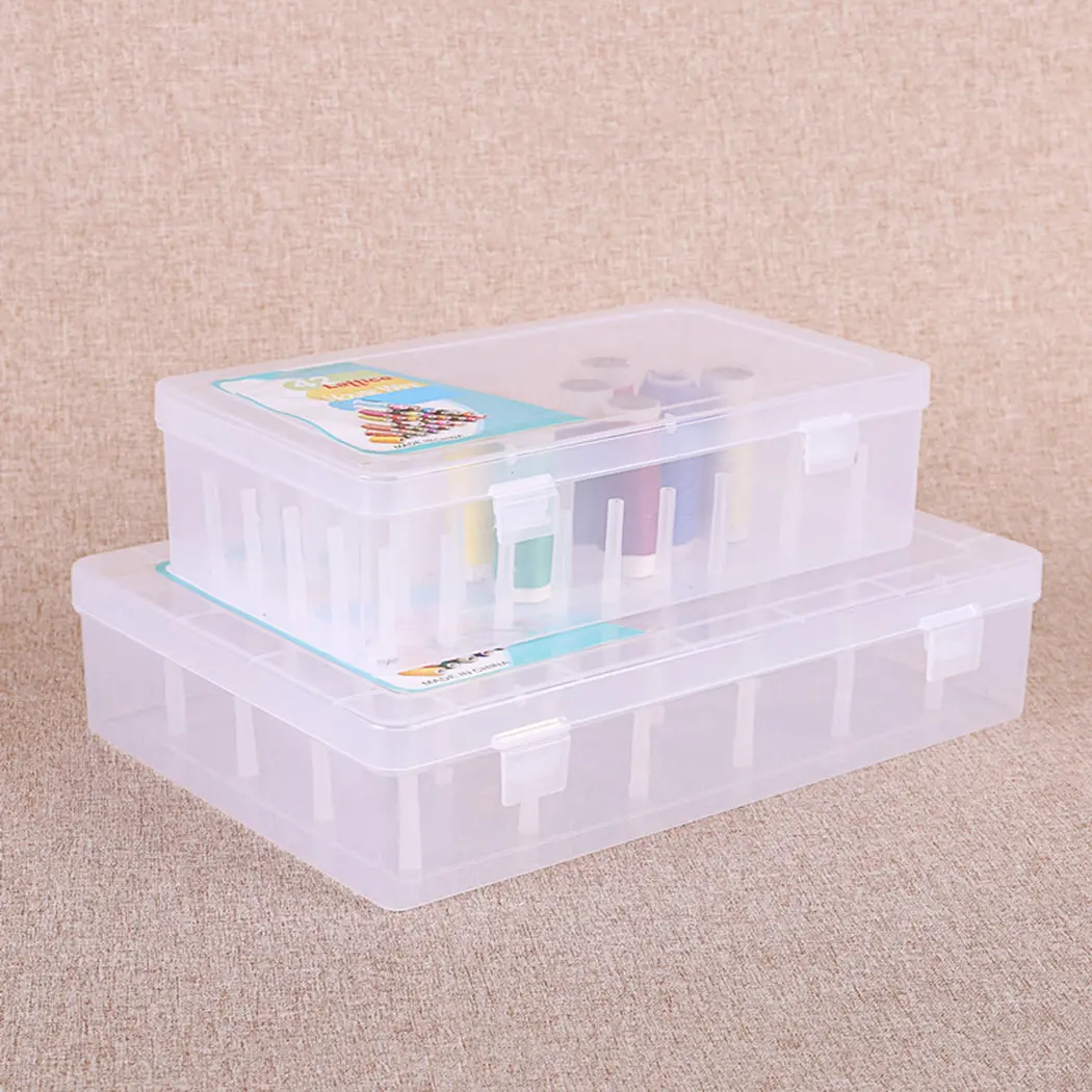 Empty Plastic Sewing Organizer Sorting Case Spool Storage Threads Transparent Bobbin Bobbins Box Clear Convenient