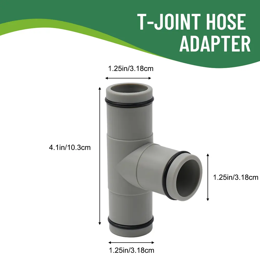 Hose Connector Hose Adapter 1.25in Tee T-joint Hose Adapter Replacement T Type Hose Extension Adapter 1.25\\\" Diameter